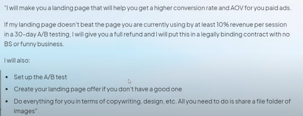 Screenshot example of a real Direct Offer message.